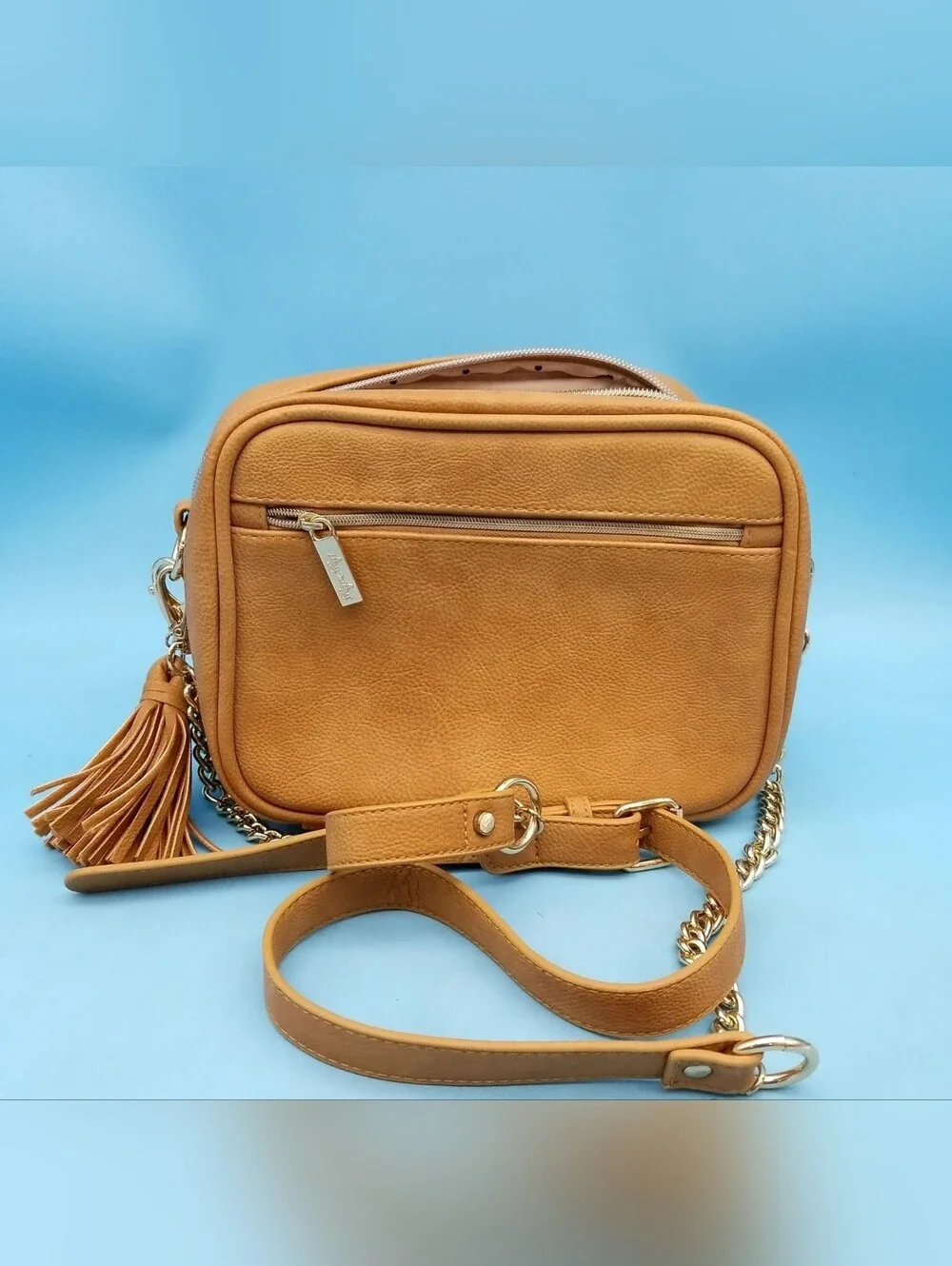 Itzy Ritzy Chelsea + Cole Double Take Studded Crossbody Diaper Purse Caramel
